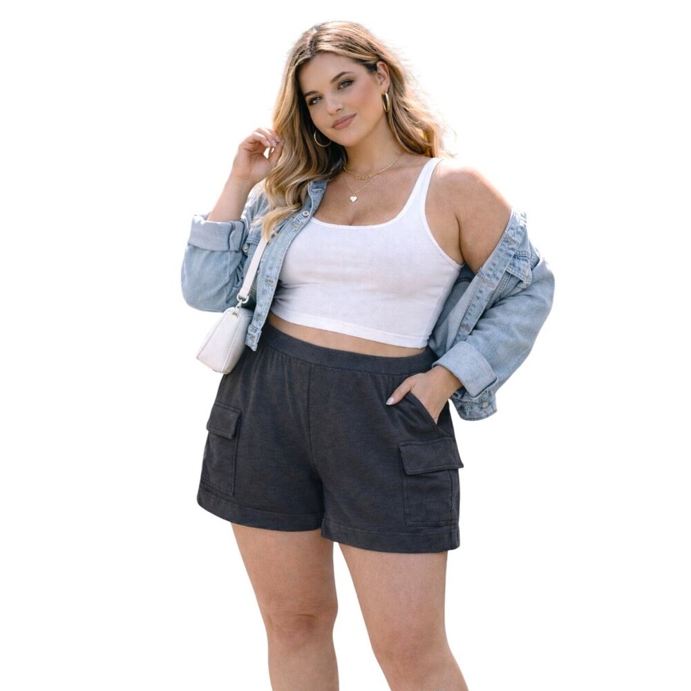 3rd + Malt Black Womens Shorts With Pockets Size 2X